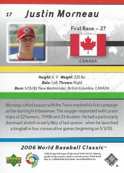 2006 Upper Deck World Baseball Classic Box Set #17 Justin Morneau Back