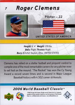 2006 Upper Deck World Baseball Classic Box Set #7 Roger Clemens Back