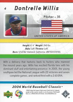 2006 Upper Deck World Baseball Classic Box Set #4 Dontrelle Willis Back