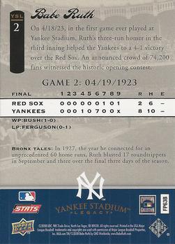 2008 Upper Deck Yankee Stadium Legacy #2 Babe Ruth Back