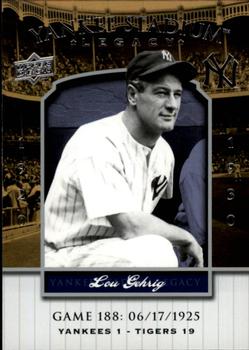 2008 Upper Deck Yankee Stadium Legacy #188 Lou Gehrig Front
