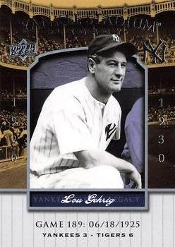 2008 Upper Deck Yankee Stadium Legacy #189 Lou Gehrig Front