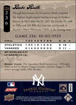 2008 Upper Deck Yankee Stadium Legacy #236 Babe Ruth Back