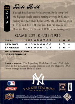 2008 Upper Deck Yankee Stadium Legacy #239 Babe Ruth Back