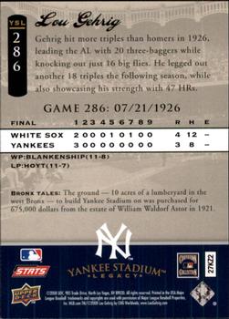 2008 Upper Deck Yankee Stadium Legacy #286 Lou Gehrig Back