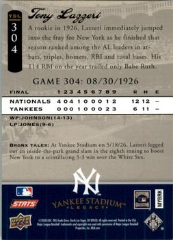 2008 Upper Deck Yankee Stadium Legacy #304 Tony Lazzeri Back