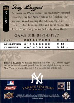 2008 Upper Deck Yankee Stadium Legacy #318 Tony Lazzeri Back