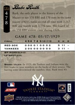 2008 Upper Deck Yankee Stadium Legacy #478 Babe Ruth Back