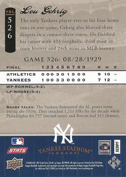2008 Upper Deck Yankee Stadium Legacy #526 Lou Gehrig Back