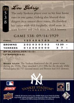2008 Upper Deck Yankee Stadium Legacy #538 Lou Gehrig Back