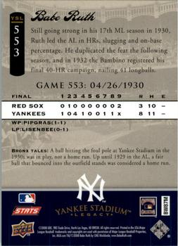 2008 Upper Deck Yankee Stadium Legacy #553 Babe Ruth Back