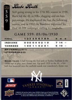 2008 Upper Deck Yankee Stadium Legacy #559 Babe Ruth Back