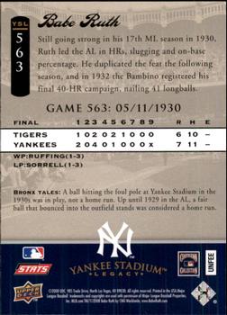 2008 Upper Deck Yankee Stadium Legacy #563 Babe Ruth Back