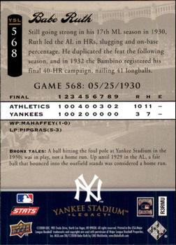 2008 Upper Deck Yankee Stadium Legacy #568 Babe Ruth Back