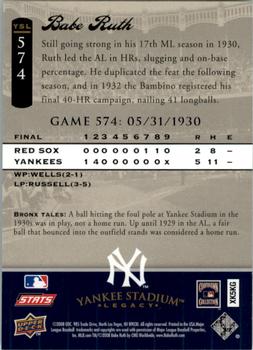 2008 Upper Deck Yankee Stadium Legacy #574 Babe Ruth Back