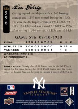 2008 Upper Deck Yankee Stadium Legacy #596 Lou Gehrig Back