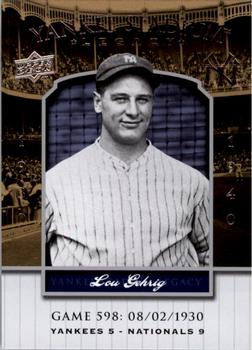 2008 Upper Deck Yankee Stadium Legacy #598 Lou Gehrig Front