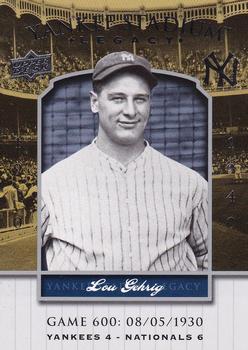2008 Upper Deck Yankee Stadium Legacy #600 Lou Gehrig Front
