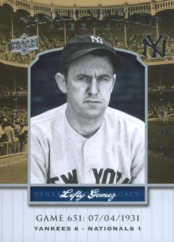 2008 Upper Deck Yankee Stadium Legacy #651 Lefty Gomez Front