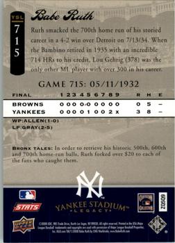 2008 Upper Deck Yankee Stadium Legacy #715 Babe Ruth Back