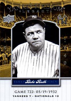 2008 Upper Deck Yankee Stadium Legacy #722 Babe Ruth Front