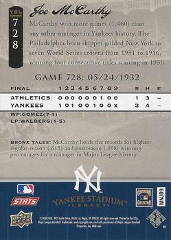 2008 Upper Deck Yankee Stadium Legacy #728 Joe McCarthy Back