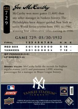 2008 Upper Deck Yankee Stadium Legacy #729 Joe McCarthy Back