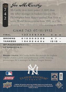 2008 Upper Deck Yankee Stadium Legacy #742 Joe McCarthy Back