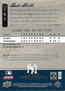 2008 Upper Deck Yankee Stadium Legacy #782 Babe Ruth Back