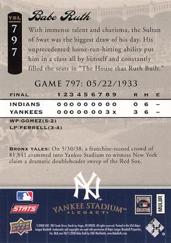 2008 Upper Deck Yankee Stadium Legacy #797 Babe Ruth Back