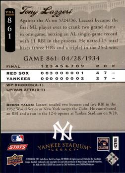 2008 Upper Deck Yankee Stadium Legacy #861 Tony Lazzeri Back