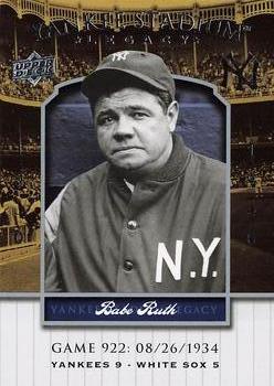 2008 Upper Deck Yankee Stadium Legacy #922 Babe Ruth Front