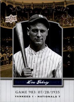 2008 Upper Deck Yankee Stadium Legacy #983 Lou Gehrig Front