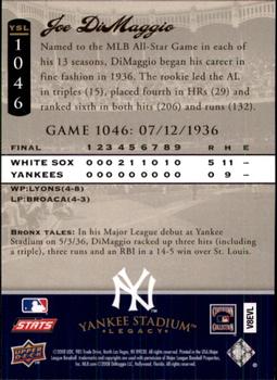 2008 Upper Deck Yankee Stadium Legacy #1046 Joe DiMaggio Back