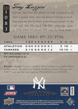 2008 Upper Deck Yankee Stadium Legacy #1083 Tony Lazzeri Back