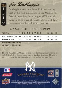 2008 Upper Deck Yankee Stadium Legacy #1310 Joe DiMaggio Back