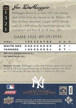 2008 Upper Deck Yankee Stadium Legacy #1321 Joe DiMaggio Back