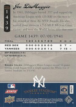 2008 Upper Deck Yankee Stadium Legacy #1439 Joe DiMaggio Back