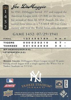 2008 Upper Deck Yankee Stadium Legacy #1452 Joe DiMaggio Back