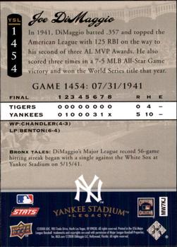 2008 Upper Deck Yankee Stadium Legacy #1454 Joe DiMaggio Back