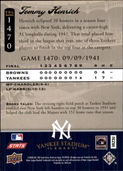 2008 Upper Deck Yankee Stadium Legacy #1470 Tommy Henrich Back