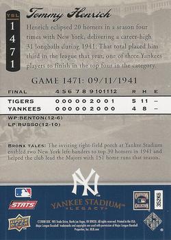 2008 Upper Deck Yankee Stadium Legacy #1471 Tommy Henrich Back