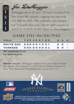 2008 Upper Deck Yankee Stadium Legacy #1511 Joe DiMaggio Back