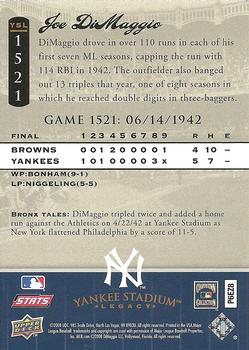 2008 Upper Deck Yankee Stadium Legacy #1521 Joe DiMaggio Back