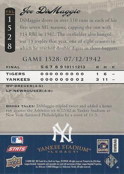 2008 Upper Deck Yankee Stadium Legacy #1528 Joe DiMaggio Back