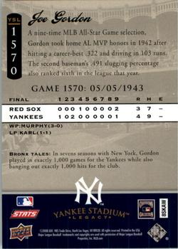 2008 Upper Deck Yankee Stadium Legacy #1570 Joe Gordon Back