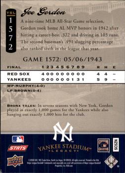 2008 Upper Deck Yankee Stadium Legacy #1572 Joe Gordon Back