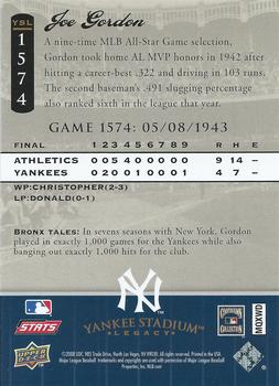 2008 Upper Deck Yankee Stadium Legacy #1574 Joe Gordon Back