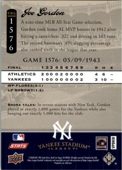 2008 Upper Deck Yankee Stadium Legacy #1576 Joe Gordon Back
