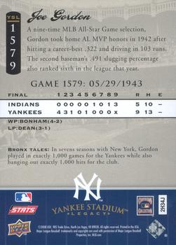2008 Upper Deck Yankee Stadium Legacy #1579 Joe Gordon Back